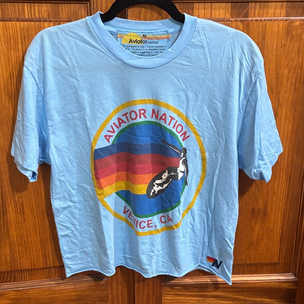 Aviator Nation Sky Blue Rainbow Tee